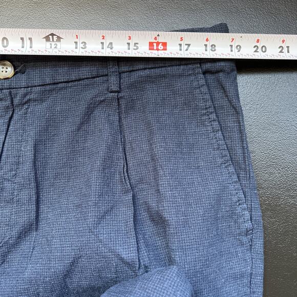 Old Navy Pants Men XL Blue Micro Plaid Linen Blend Loose Taper Pleats Drawstring - Picture 8 of 10